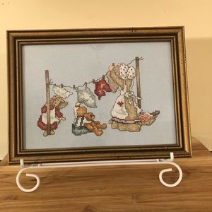 Vintage Framed Cross Stitch Wall Decor
